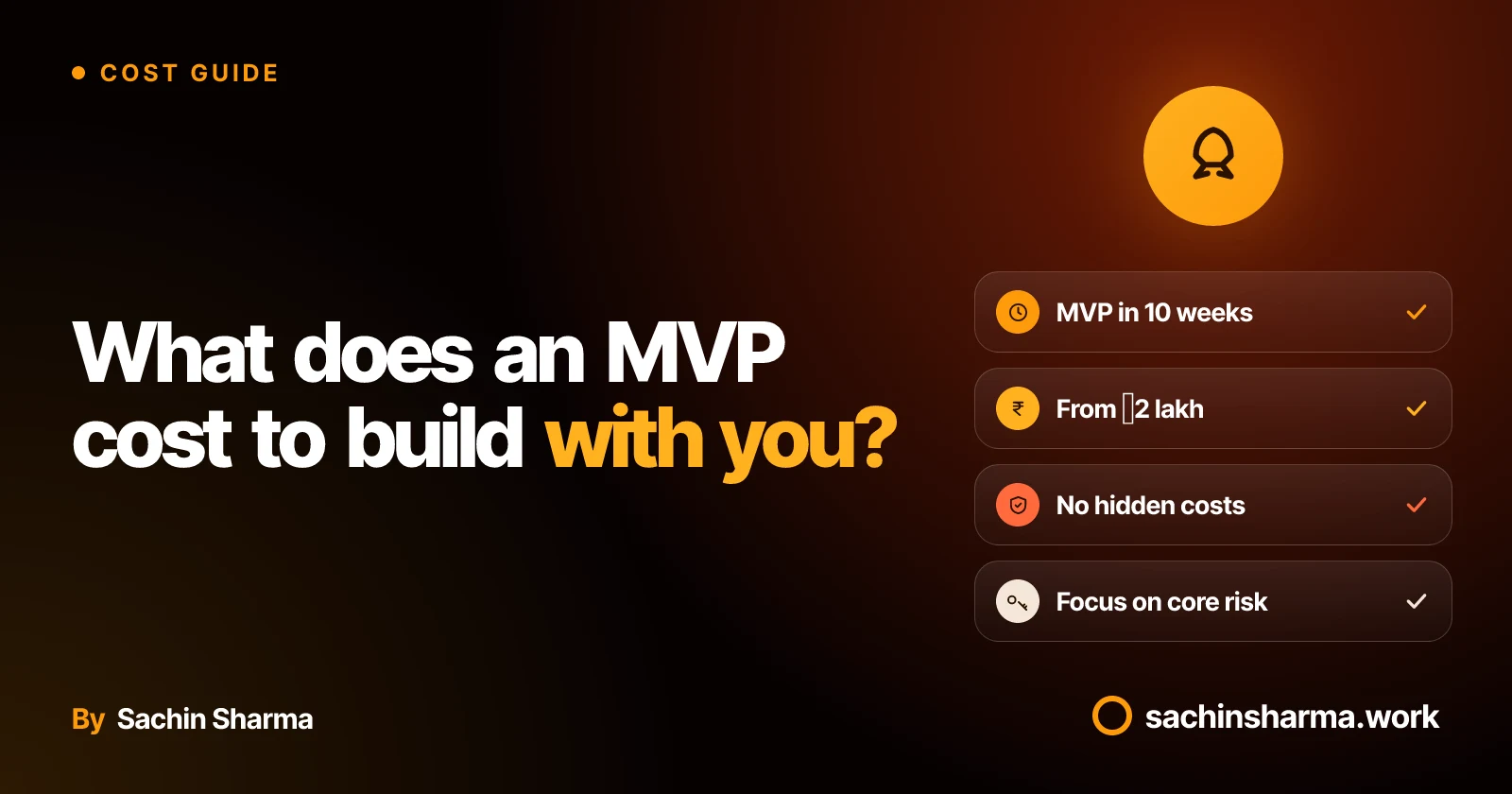 Premium artwork showing MVP build: fast, clear, focused