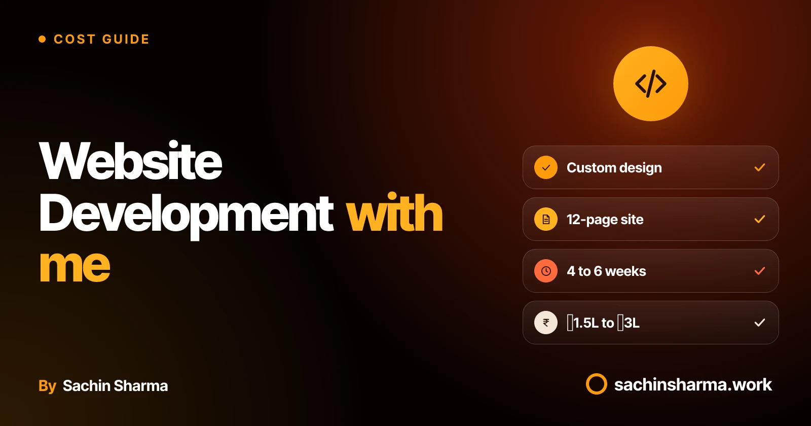 Website development: custom design, 12 pages, 4 to 6 weeks, ₹1.5L to ₹3L